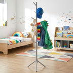 Homde Kids Wooden Coat Rack Stand with 9 Hooks and Adjustable Height-Homde