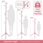Homde Kids Wooden Coat Rack Stand with 9 Hooks and Adjustable Height-Homde