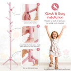 Homde Kids Wooden Coat Rack Stand with 9 Hooks and Adjustable Height-Homde
