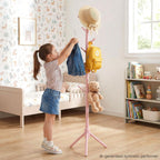 Homde Kids Wooden Coat Rack Stand with 9 Hooks and Adjustable Height-Homde