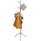 Homde Kids Wooden Coat Rack Stand with 9 Hooks and Adjustable Height-Homde