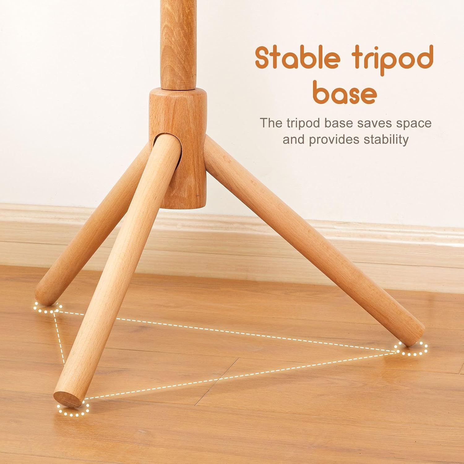 Homde Kids Wooden Coat Rack Stand with 9 Hooks and Adjustable Height-Homde