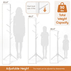 Homde Kids Wooden Coat Rack Stand with 9 Hooks and Adjustable Height-Homde