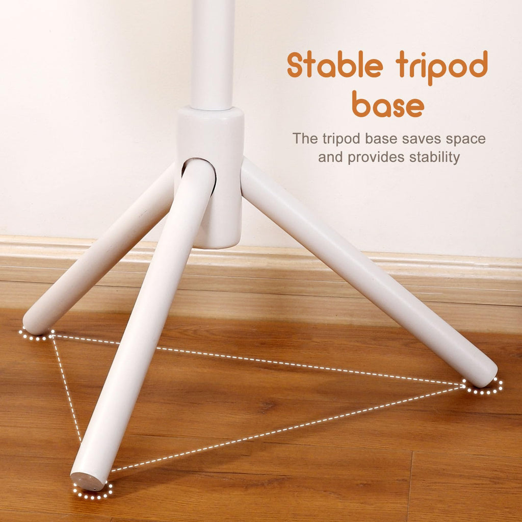 Homde Kids Wooden Coat Rack Stand with 9 Hooks and Adjustable Height-Homde
