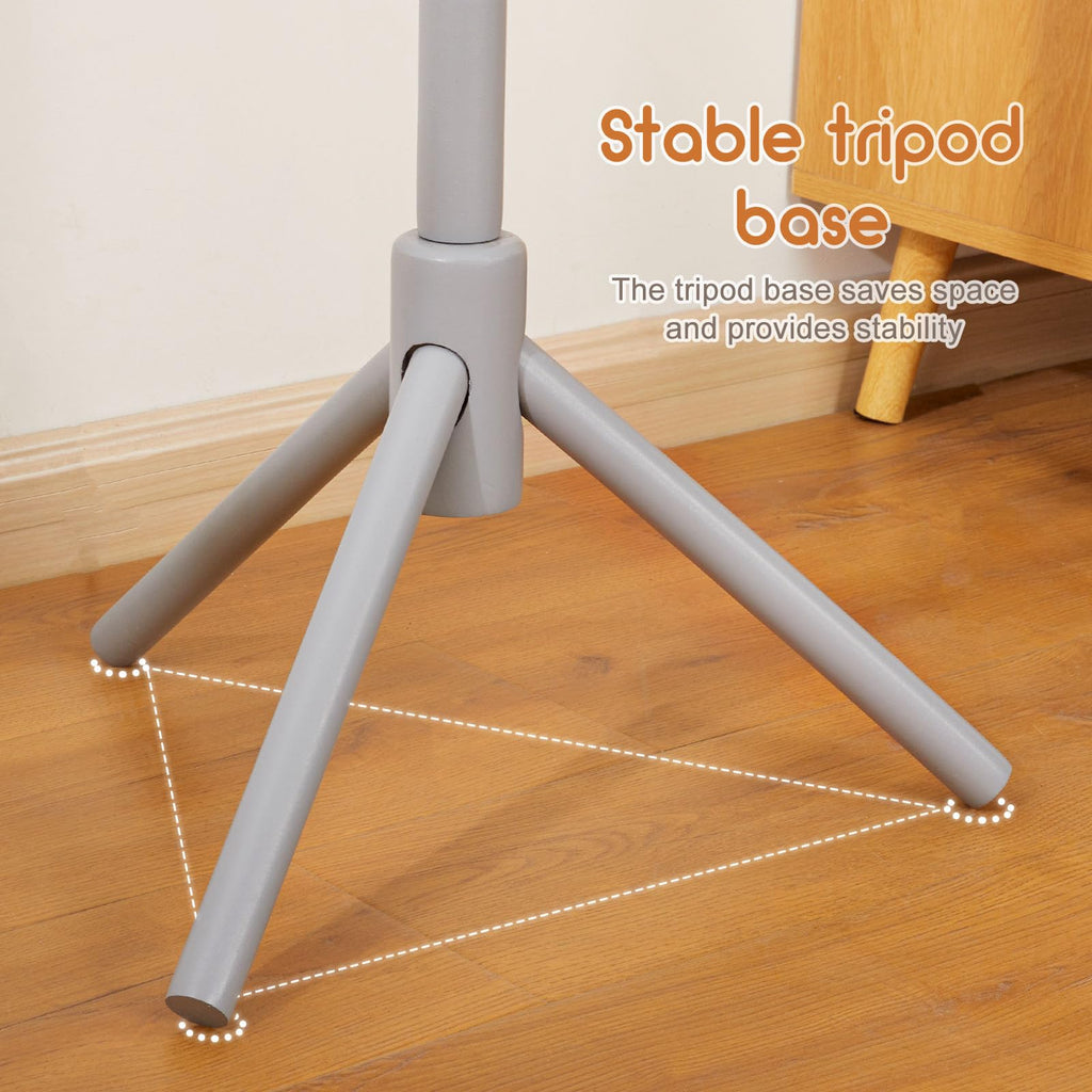Homde Kids Wooden Coat Rack Stand with 9 Hooks and Adjustable Height-Homde