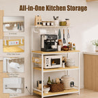 Homde 4-Tier Kitchen Bakers Rack with Power Outlet and Microwave Stand-17
