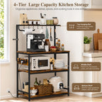 Homde 4-Tier Kitchen Bakers Rack with Power Outlet and Microwave Stand-6