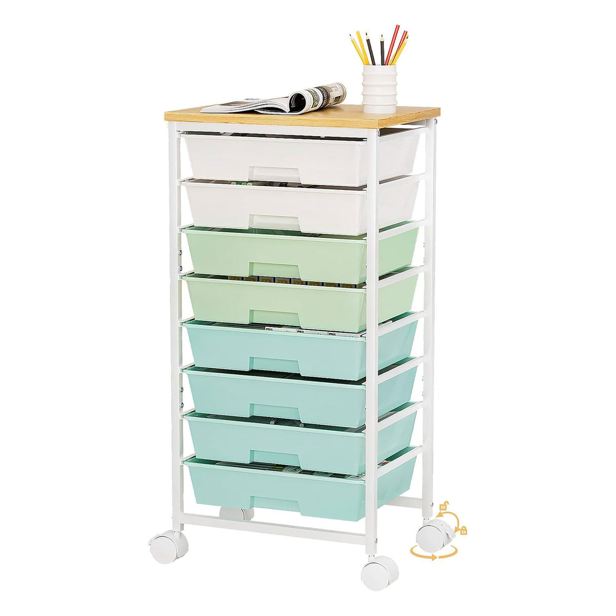 Homde Rolling Storage Drawer Cart with 8 Drawers and Lockable Wheels-8 Drawers-1-Homde