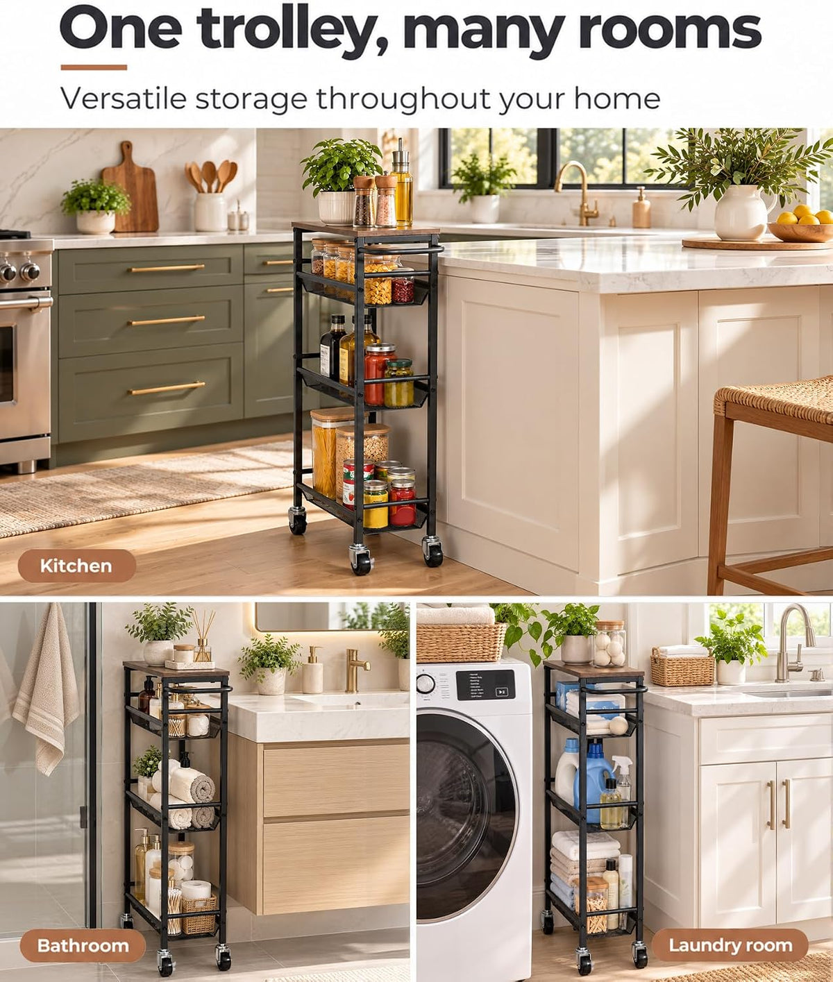 Homde Slim Rolling Storage Cart: 7.1 inch Wide for Narrow Kitchen Spaces - 9-Homde