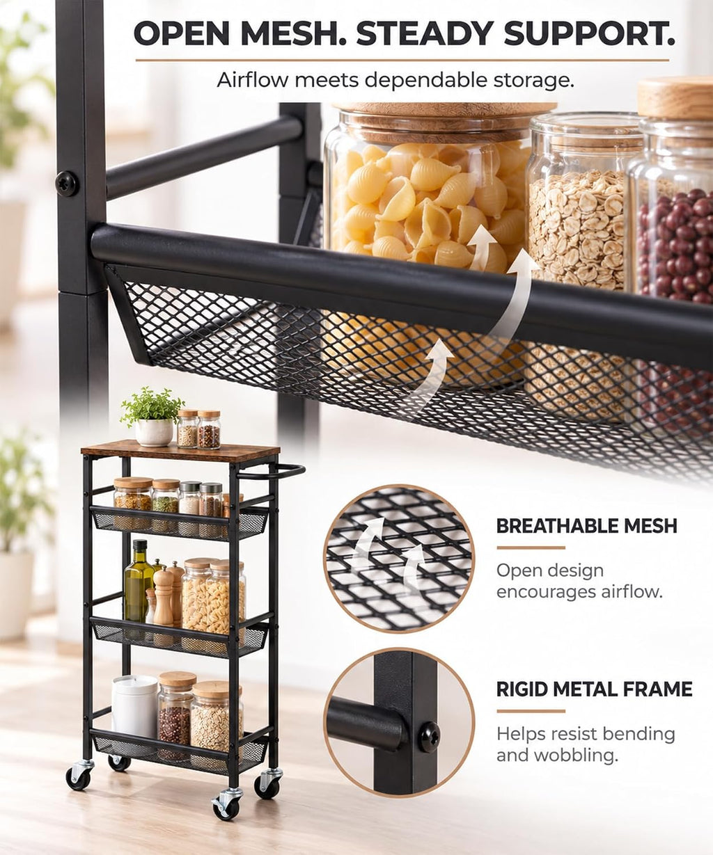 Homde Slim Rolling Storage Cart: 7.1 inch Wide for Narrow Kitchen Spaces - 7-Homde