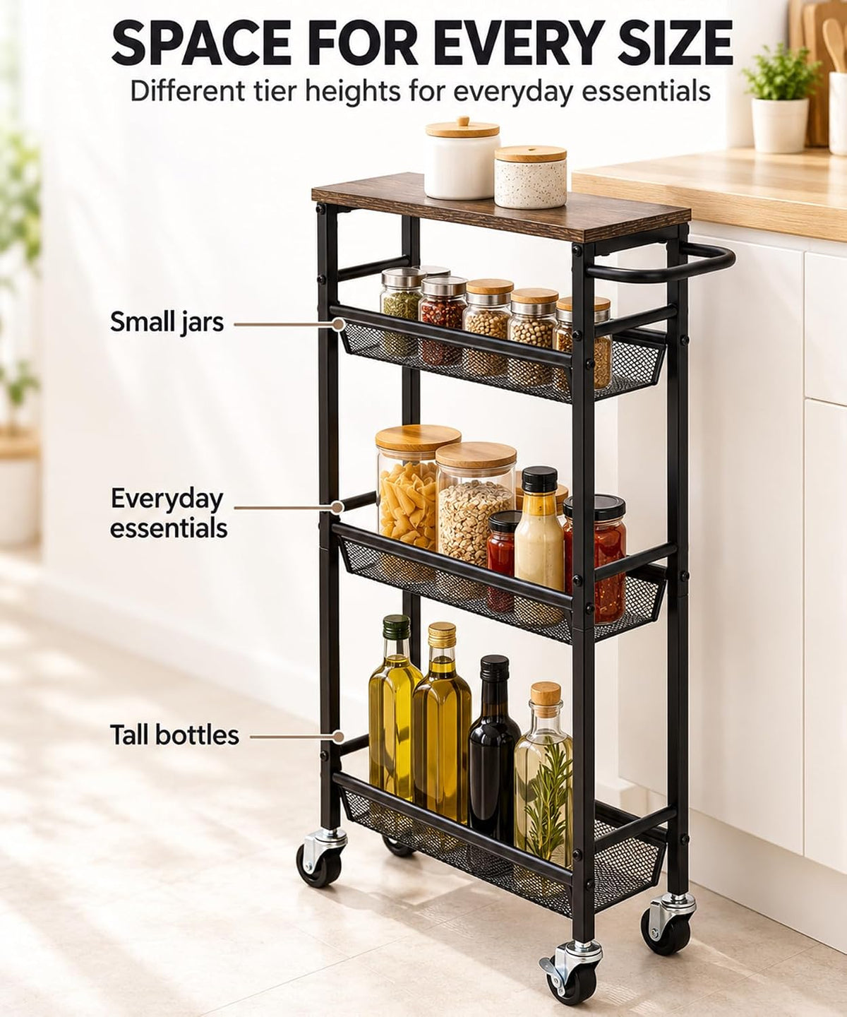 Homde Slim Rolling Storage Cart: 7.1 inch Wide for Narrow Kitchen Spaces - 5-Homde
