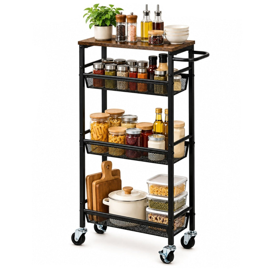 Homde Slim Rolling Storage Cart: 7.1 inch Wide for Narrow Kitchen Spaces - 1-Homde