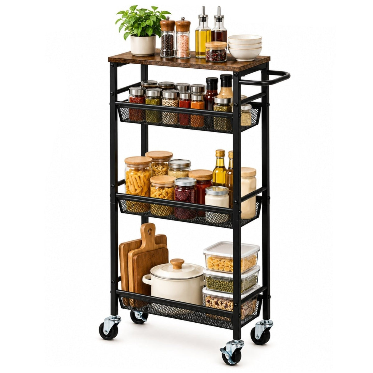 Homde Slim Rolling Storage Cart: 7.1 inch Wide for Narrow Kitchen Spaces - 1-Homde