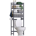 Homde 4-Tier Over The Toilet Storage Rack with Baskets and Tissue Holder-Grey-2-Homde