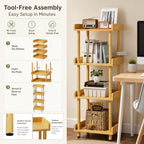 Homde 4-Tier Bamboo Storage Shelf: 176 lbs Sturdy Entryway Modern Organizer - 6-Homde