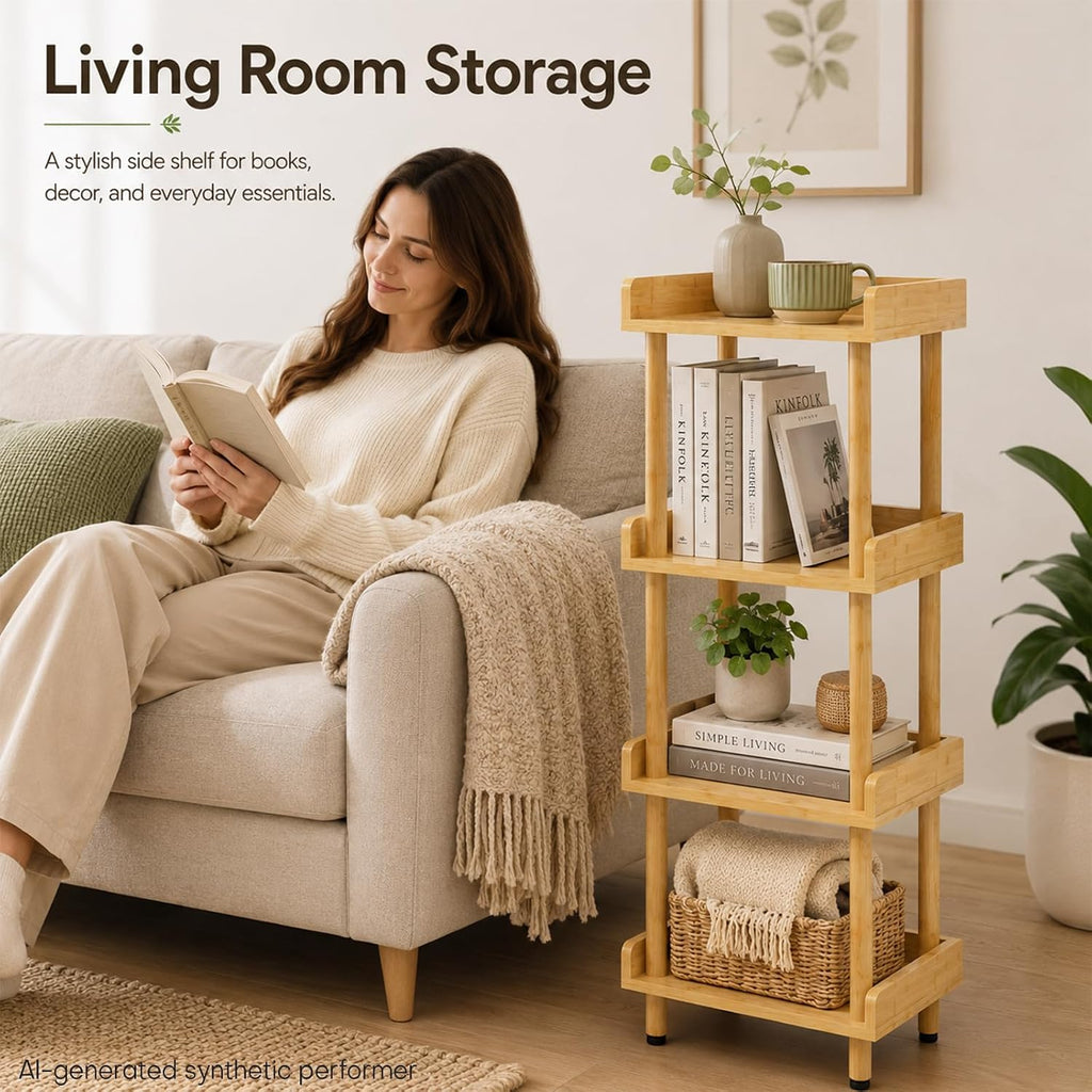 Homde 4-Tier Bamboo Storage Shelf: 176 lbs Sturdy Entryway Modern Organizer - 5-Homde
