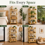 Homde 4-Tier Bamboo Storage Shelf: 176 lbs Sturdy Entryway Modern Organizer - 9-Homde