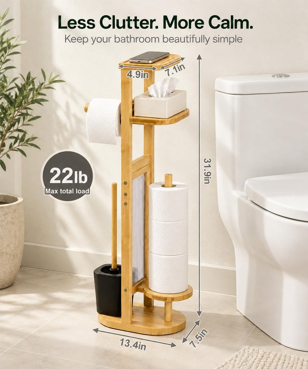 Homde Toilet Paper Holder Set: Storage for 4 Rolls and 2 Packs - 2-Homde