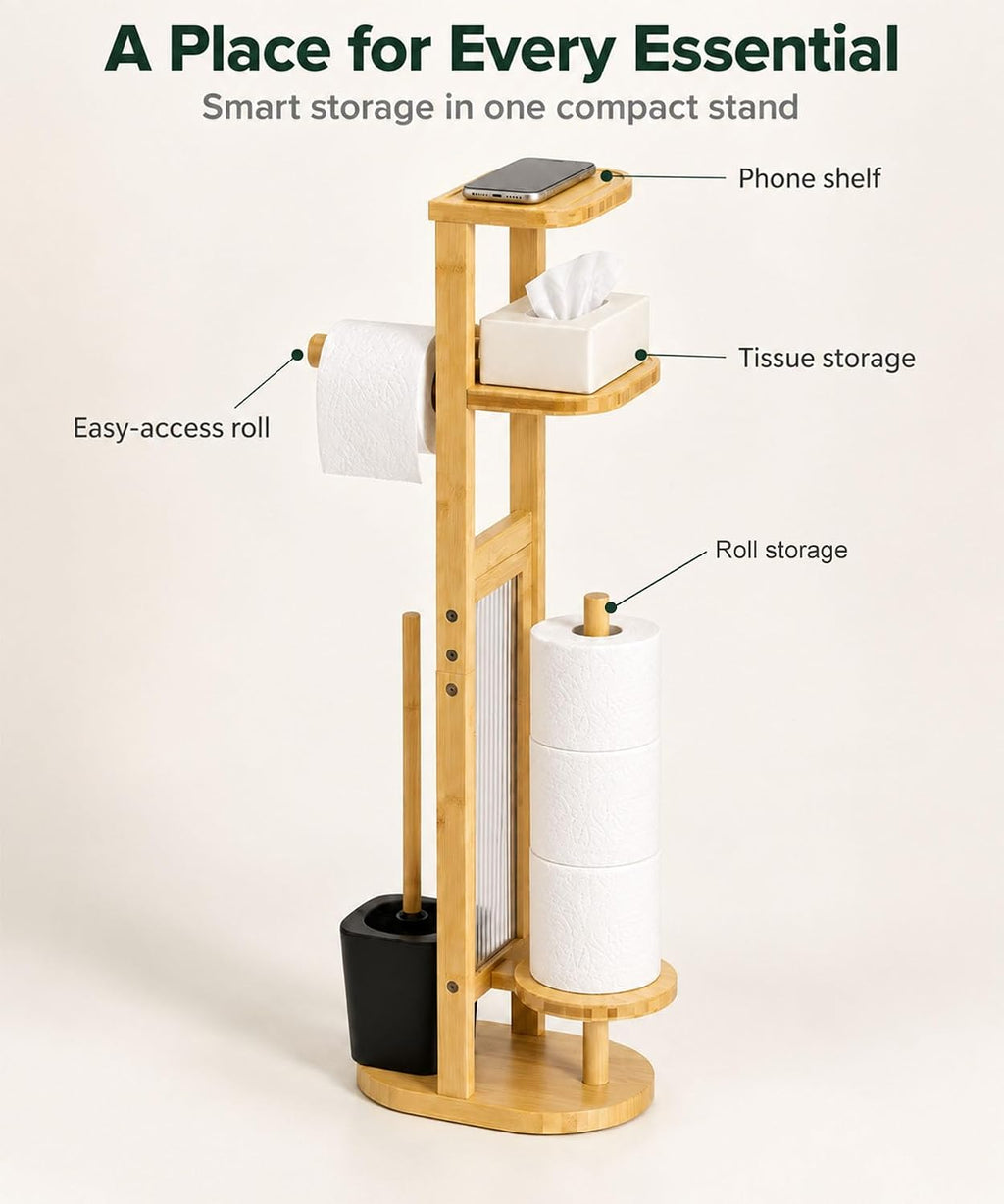 Homde Toilet Paper Holder Set: Storage for 4 Rolls and 2 Packs - 6-Homde