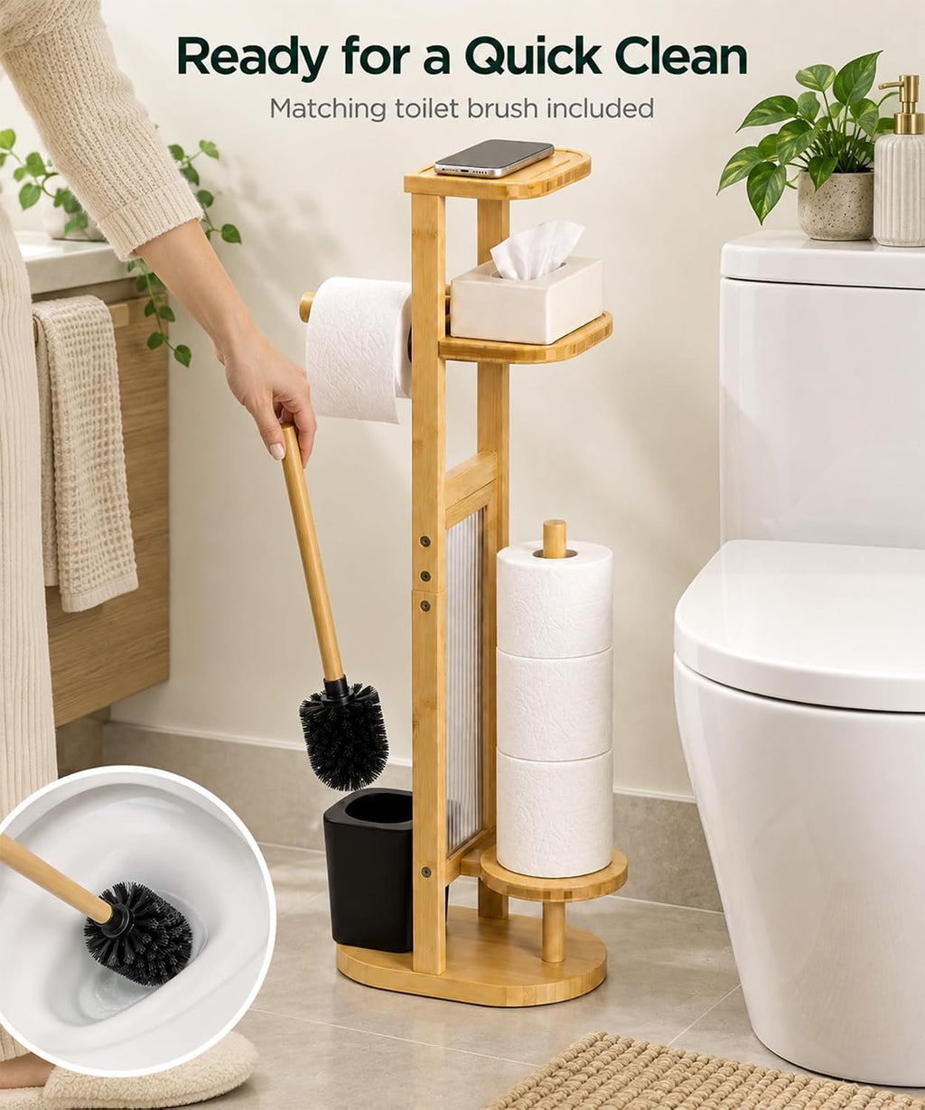 Homde Toilet Paper Holder Set: Storage for 4 Rolls and 2 Packs - 5-Homde