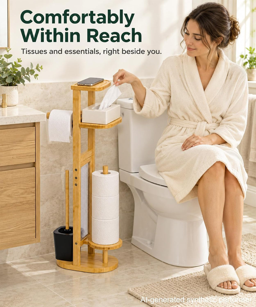 Homde Toilet Paper Holder Set: Storage for 4 Rolls and 2 Packs - 4-Homde