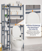 Homde Bamboo Over-the-Toilet Storage Rack with 2 Baskets and Adjustable Shelf-White-5-Homde