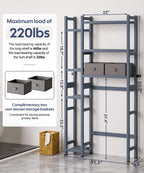 Homde Bamboo Over-the-Toilet Storage Rack with 2 Baskets and Adjustable Shelf-White-4-Homde