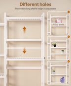 Homde Bamboo Over-the-Toilet Storage Rack with 2 Baskets and Adjustable Shelf-White-19-Homde