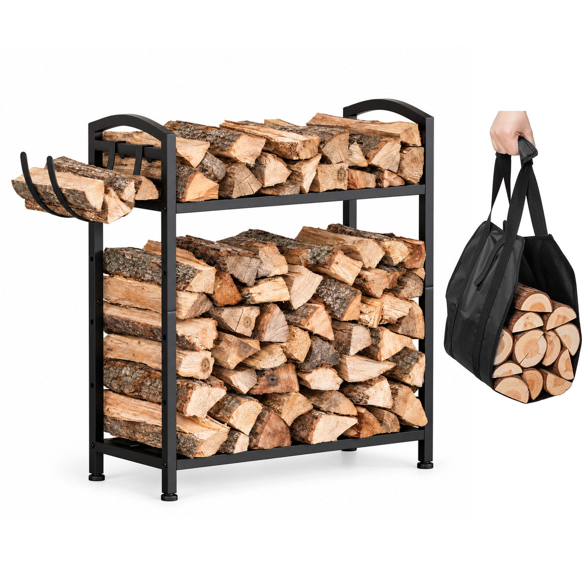 Homde Sturdy Firewood Rack Indoor: 23.8" Metal Fire Wood Storage Racks - 1-Homde