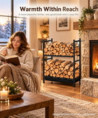 Homde Heavy Duty Firewood Rack: Indoor Sortable Log Holder with Base Tray - 3-Homde