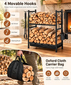 Homde Heavy Duty Firewood Rack: Indoor Sortable Log Holder with Base Tray - 6-Homde