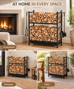 Homde Heavy Duty Firewood Rack: Indoor Sortable Log Holder with Base Tray - 4-Homde