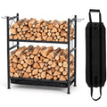 Homde Heavy Duty Firewood Rack: Indoor Sortable Log Holder with Base Tray - 1-Homde