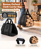 Homde Indoor Small Firewood Rack: 18.5" Metal Log Holder with Carrier Bag - 9-Homde
