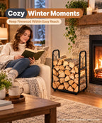 Homde Indoor Small Firewood Rack: 18.5" Metal Log Holder with Carrier Bag - 3-Homde