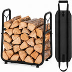Homde Indoor Small Firewood Rack: 18.5" Metal Log Holder with Carrier Bag - 1-Homde