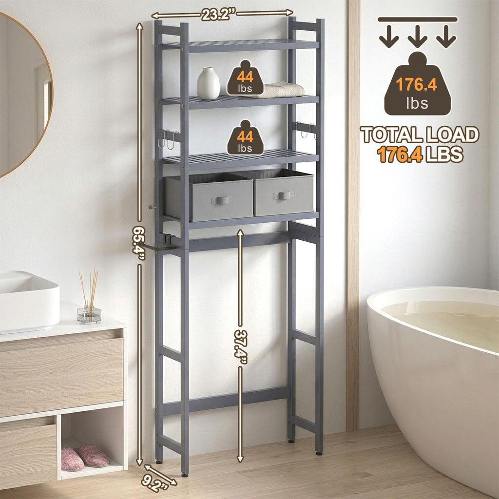 Homde 4-Tier Over The Toilet Storage Rack with Baskets and Tissue Holder-5