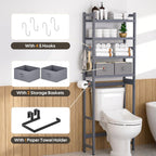 Homde 4-Tier Over The Toilet Storage Rack with Baskets and Tissue Holder-6