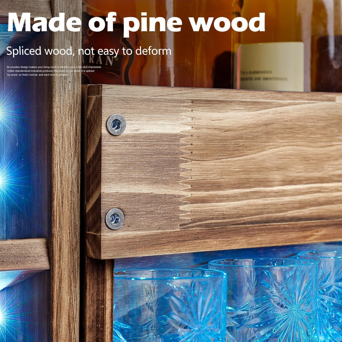 Homde Wall Mounted Wooden Wine Rack with Glass Holder-Regular without LED-3-Homde