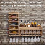 Homde Wall Mounted Wooden Wine Rack with Glass Holder-Regular without LED-17-Homde