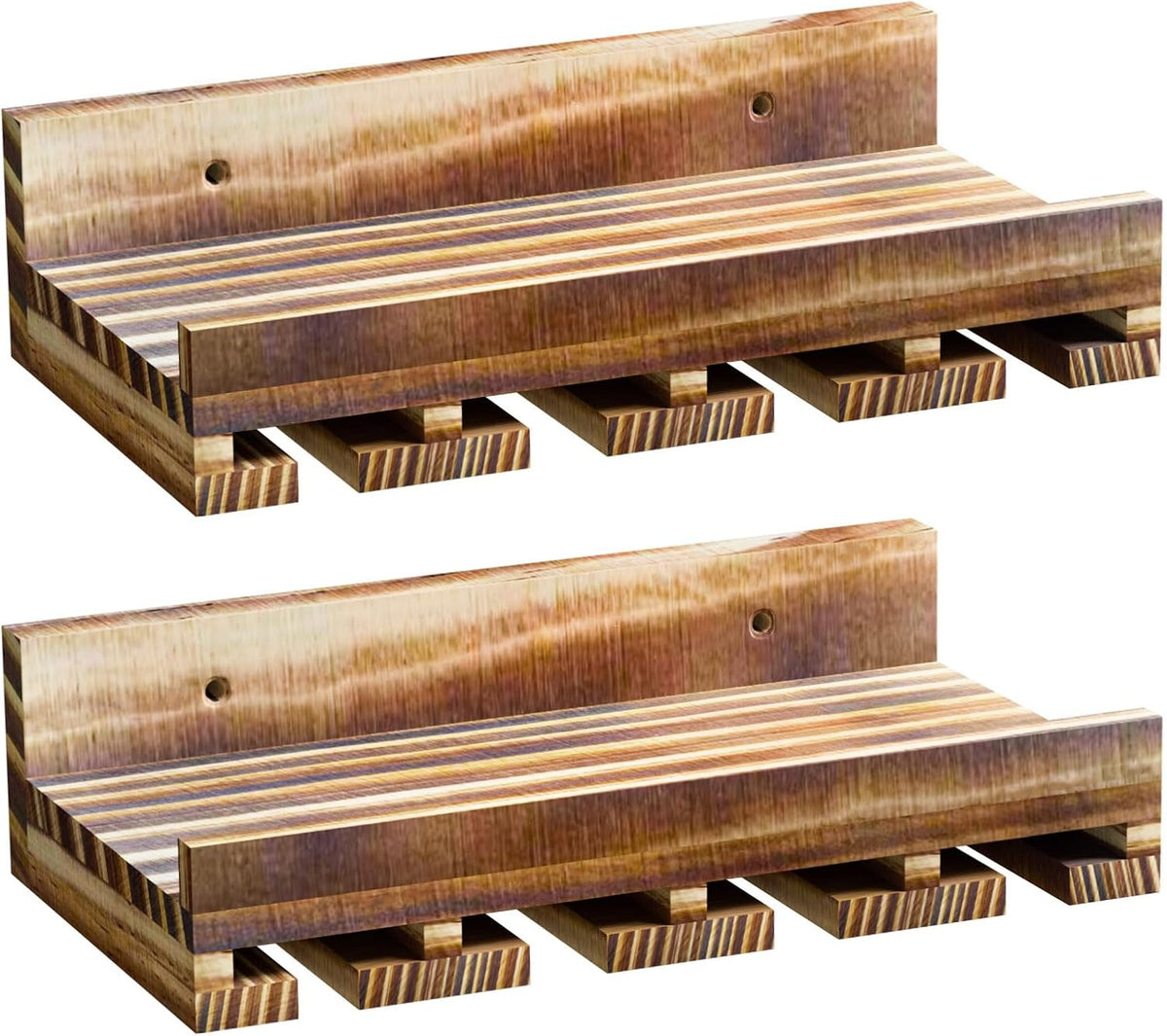 Homde 2-Pack Wall Mounted Wood Wine Rack with Glass Holder - 9-Homde