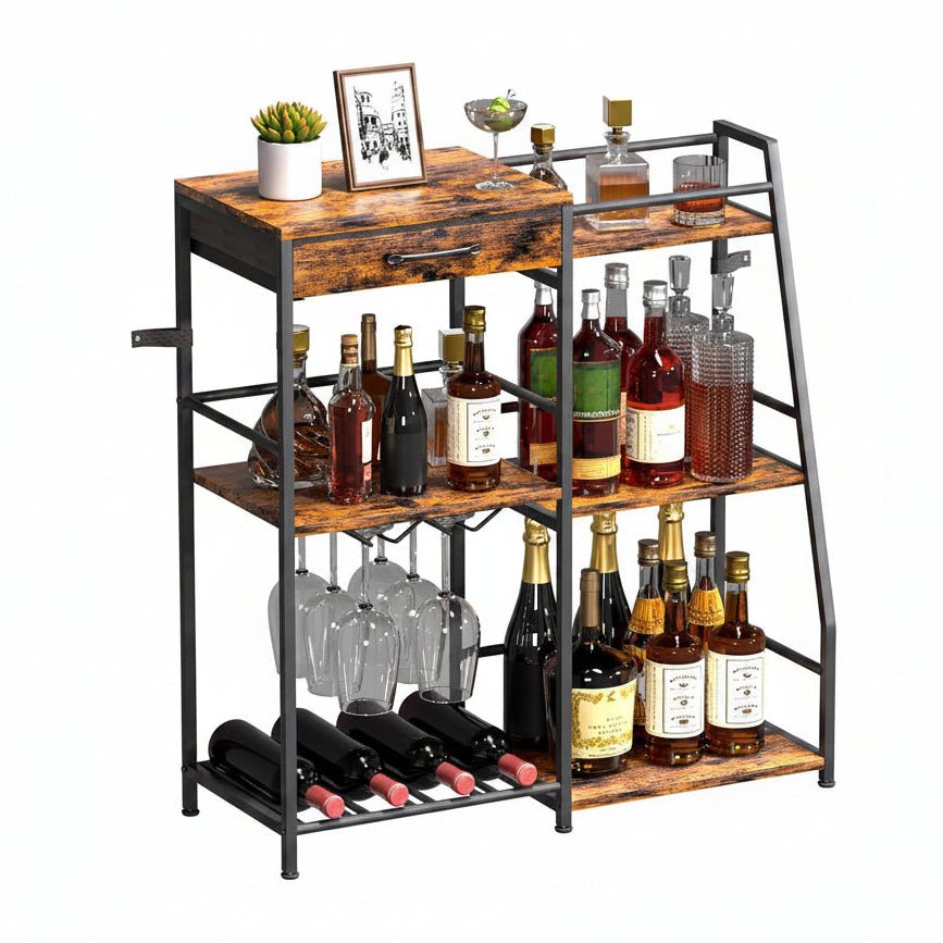 Homde Floor Standing Wine Rack with Glass Holder, Shelf and Fabric Drawer - 1-Homde