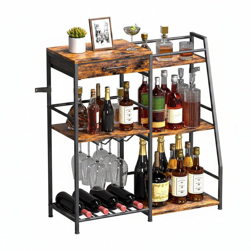 Homde Floor Standing Wine Rack with Glass Holder, Shelf and Fabric Drawer - 1-Homde